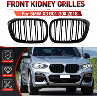 Front-Nierengrill Doppellamellen für BMW X3 G01 X4 G02 2018-2021 Hochglanz-Schwarz ABS Auto-Außendekorationsteile