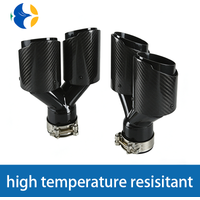 1 Pcs AK Logo Universal Car Carbon Fibre Tail Throat Length Black Y-Shaped Double Out Twill Glossy Exhaust Muffler Tip