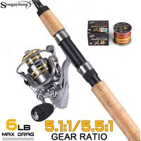 Sougayilang Fishing Rod Reel Set with Ultra Light Carbon Fiber Rod and 5.1:1 Gear Ratio Reel Precise Fishing Send Fishing Line