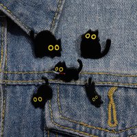 Cartoon Big Eye Black Cat Enamel Pins Cute Kitten Animal Brooches Lapel Badges Funny Jewelry Gift For Fans Friends