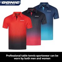 DONIC table tennis shirts. Features gradient colors with a honeycomb pattern, short sleeves, Ideal for sports, offering comfort