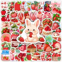 Aesthetic Strawberry Stickers Lovely Cartoon DIY Toys Gift Decorative Decal for Scrapbook Junk Journals Laptop Bottle Waterproof