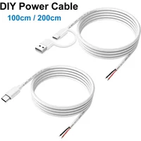 DIY USB C to 2 Pin Bare Wire Open End Power Cable, 5V USB Type C Male Plug 2 Pin Pigtail Cable, for Type C Replacement or Repair