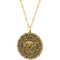 Pirates of the Caribbean Jack Sparrow Aztec Skeleton Skull Heads Coin Medallion Pendant Vintage Jewelry Necklace for Wholesale