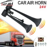 24V Car Dual Trumpet Air Horn Loud Electric Horn Solenoid Valve Loud Speaker Siren For Car Boat truck Trailer Auto Parts