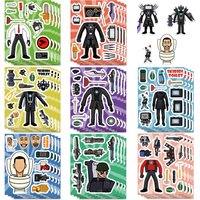 8PCS Skibidi Toilet Stickers Decals for Phone Laptop Notebook Suitcase Guitar DIY Cartoon Aesthetic Stickers
