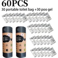 60pcs Portable Toilet Kit | 30 Bags & 30 Gel Packs for Camping, Hiking, Car Travel