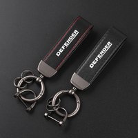 Deluxe Leather Keychain with Car Badge Keychain Pendant For Land Rover Defender