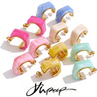 Yhpup 6 Color Resin Acrylic Joyful Candy Earrings for Women Stainless Steel Spring Summer Sweet Youth Fashion Colorful Jewelry