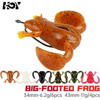 Kingdom 4pcs Big Footed Frog 34mm 6.2g 43mm 11g Floating Trout Bass Lure Silicone Swimbait For Pike Artifical Rubber Bait