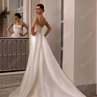 Elegant Wedding Dresses Satin Bridal Gowns Pearl Robe Detachable Sweep Train Sleeveless Pretty Vestidos De Novia Customized 2025