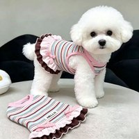 S-XXL Stripes Dog Dress Summer Soft Breathable Dogs Knit Skirt Sleeveless Puppy Shirt for Chihuahua Bichon Teddy Pets Supplies
