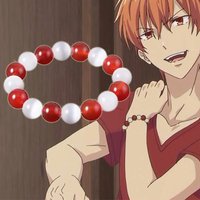 Anime Fruits Basket Kyo Sohma Bracelet White Red Crystal Beads Bangle Bracelets for Women Men Cosplay Props Jewelry