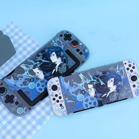 P3 Translucent Case for Nintendo Switch / OLED / Switch 2 – Semi-Transparent Hard Shell with Blue & Black Design