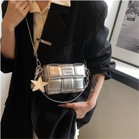 Sliver Square Bag 2025 Fashion Versatile Silver Shoulder Crossbody Bag Female Travel Shopping Bags Luxury Mobile Phone Bag