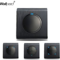 Brushed Plastic Frame round Button Wallpad EU/UK Style 1/2/3/4 Gang 1/2 Way Light Electrical Power Supply with LED Indicator for