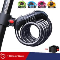 Bicycle Lock 5 Digit Code 1200mm*12mm Anti-theft Lock Bike Security Accessory Steel Cable Cycling Bicycle Lock 260410