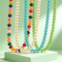 Boho Colorful Resin Round Bead Necklaces for Women Exaggerated Choker Necklace Delicate Beach Jewelry Gifts