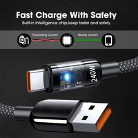 240W QC3.0 USB C Fast Charging Cable LED Digital Display Data Cord For iphone Samsung Xiaomi Huawei OPPO Mobile Phone Charging