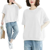 Women Crew Neck Summer Casual Solid Color T-Shirt Comfortable, Suitable for Home, Dog Walking, Weeding, Exercise, Yoga, Running
