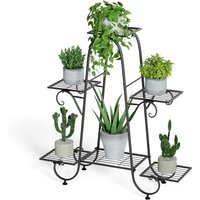 6 Tiers Metal Plant Stand Indoor Outdoor Flower Anti-rust Flower Pot Display Shelf Black