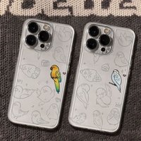Parrot Clear Couple Phone Case For Samsung S26 S25 S24 S23 S22 S21 S20 FE Note20 Plus Ultra Lite Edge 5G Clear Soft TPU Cover