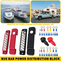 Car Terminal Block Negative Bus Bar 12V 180A Power Distribution Block Termianl Bus For Automotive Boat Solar System (Black & Red