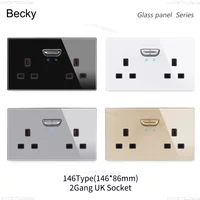 146 13a Reset Toggle Tempered Glass 2Gang UK Socket Switch Combination Panel Power Socket Office Hotel Home Villa Decoration image 4