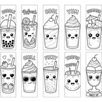 10pcs Color Your Own Ice Cream Bookmarks Cute Dessert Coloring Bookmarks DIY Blank Coloring Page Bookmarks for Classroom Rewards