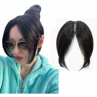 10inch Clip In Human Hair Topper Middle Part Natural Bangs Fringe Hair Pieces Brazilian Extension For Women Hair Volume Non-Rem