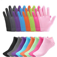 1 set Reusable SPA Gel Socks & gloves Moisturizing whitening exfoliating velvet smooth beauty hand foot care silicone socks