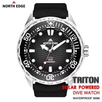 NORTH EDGE New TRITON Solar Powered Dive Watch Men Luxury Quartz Watches For Men 316L Stainless Steel Case Waterproof 300M