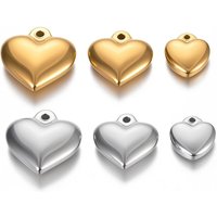 5pcs/lot Mirror Polished Stainless Steel Love Heart Charms 3D Stereoscopic Heart Pendant for DIY Jewelry Making Accessories