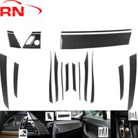 For BMW X5 E70 07-09 Carbon Fiber Door Co-pilot Storage Box Gear Shift Panel 19 Pcs Trim Strips Car Interior Wood grain Sticker