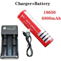 18650 Lithium Battery 3.7V Rechargeable Large Capacity 6800mAh Headlight Strong Light Flashlight Charger Radio+ USB Ladegerät