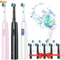 Electric Rotating Toothbrush Deep Clean Whitening Teeth for Adult Rechargeable Toothbrush with 4/8pcs Replacement Heads