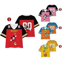 2026 New Mickey, Minnie, Goofy, Pluto Sports Mesh Soccer Shirt for Children, Boys and Girls, Cartoon Extra Large V-neck T-shirt