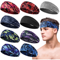 High Elastic Mens Sports Sweatband Headband Print Gym Running Tennis Headwrap Breathable Outdoor Sports Headband Yoga Hair Band