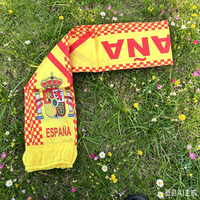 2026 14x135cm Spain Scarf Double-sided Printed Satin Spain Flag Scarf Tassels Suitable for Football, Sports