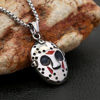 Fashion Retro Unique Jason Mask Pendant for Men Punk Hip Hop Stainless Steel Mask Necklace Halloween Jewelry Gift Dropshipping