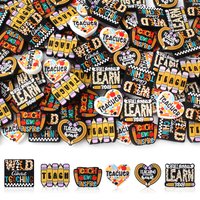 5/10pcs Teacher Themed Silicone Beads Heart Focal Beads For Jewelry Making Beads DIY Pen Beaded KeyChain Necklaces Accessory