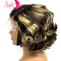 5x5 Transparent Lace Closure Short P4/27 Highlight Loose Wave Human Hair Wigs 280% Colored Bouncy Curly Bob Wigs for Black Women
