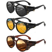 AliExpress NONE Retro Men's Leather Round Goggles Polarized Night Vision Outdoor Cycling Mountaineering Sunglasses Women Driving Glasses