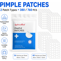 380/760pcs Hydrocolloid Pimple Patches, 2 Round Dot Types, Invisible Spot Cover Stickers, Day Night Use