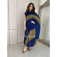 Spring Fashion Pleated Women 2 Piece Set for Women 2025 New Irregular Shawl Top + Long Elastic Waist Swing A-line Skirt