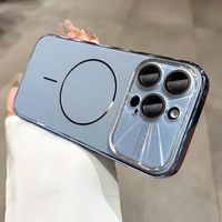 Luxury Laser Camera Magsafe Cover for IPhone 17 Pro Max 16 15 14 Plus 13 12 Pro 17 Air Large Window Matte Magnetic Phone Cover