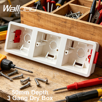 50mm Depth 86 Type Triple Cassette Dry Lining Box for Gypsum Board Wallpad Drywall Plasterboard Wall Switch Socket Box