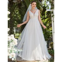 Elegant Wedding Dresses Deep V-neck Backless Sleeveless Ever Pretty of Simple A-line silhouette Ivory Evening Dresses