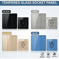 86mm Tempered Glass Wall Switch Socket Panel EU French UK Standard USB Charging Port 1/2/3/4 Gang Push Button Rocker Switch