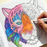 A Coloring Book of Animal Mandalas, 24 Animal Patterns,high-definition Hand Drawn Graffiti Book, Art Copying Album
